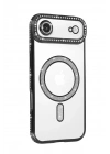 Mey İthalat®   iPhone 17 Air Joke Simli Magneticsafe Kılıf - Siyah