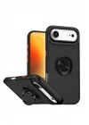 Mey İthalat®   iPhone 17 Air Montreal Yüzüklü Silikon Kapak - Siyah