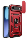 Mey İthalat®   iPhone 17 Air Pars Lens Yüzüklü Silikon - Kırmızı