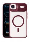 Mey İthalat®   iPhone 17 Air Remim Lensli Magsafe Standlı Kapak - Bordo
