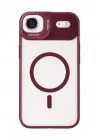 Mey İthalat®   iPhone 17 Air Remim Lensli Magsafe Standlı Kapak - Bordo