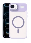 Mey İthalat®   iPhone 17 Air Remim Lensli Magsafe Standlı Kapak - Lila