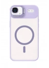 Mey İthalat®   iPhone 17 Air Remim Lensli Magsafe Standlı Kapak - Lila