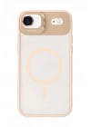 Mey İthalat®   iPhone 17 Air Remim Lensli Magsafe Standlı Kapak - Pembe