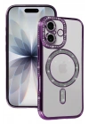 Mey İthalat®   iPhone 17 Joke Simli Magneticsafe Kılıf - Derin Mor