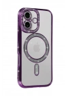 Mey İthalat®   iPhone 17 Joke Simli Magneticsafe Kılıf - Derin Mor
