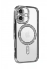 Mey İthalat®   iPhone 17 Joke Simli Magneticsafe Kılıf - Gümüş
