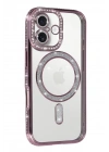 Mey İthalat®   iPhone 17 Joke Simli Magneticsafe Kılıf - Pembe