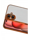 Mey İthalat®   iPhone 17  Lensli Silikon - Turuncu