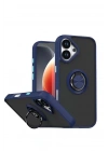 Mey İthalat®   iPhone 17 Montreal Yüzüklü Silikon Kapak - Lacivert