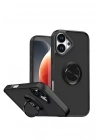 Mey İthalat®   iPhone 17 Montreal Yüzüklü Silikon Kapak - Siyah