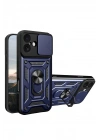 Mey İthalat®   iPhone 17 Pars Lens Yüzüklü Silikon - Lacivert