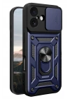 Mey İthalat®   iPhone 17 Pars Lens Yüzüklü Silikon - Lacivert