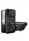 Mey İthalat®   iPhone 17 Pars Lens Yüzüklü Silikon - Siyah