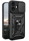 Mey İthalat®   iPhone 17 Pars Lens Yüzüklü Silikon - Siyah