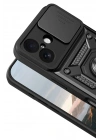 Mey İthalat®   iPhone 17 Pars Lens Yüzüklü Silikon - Siyah