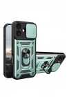 Mey İthalat®   iPhone 17 Pars Lens Yüzüklü Silikon - Yeşil