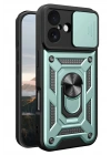 Mey İthalat®   iPhone 17 Pars Lens Yüzüklü Silikon - Yeşil