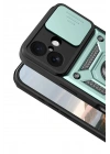 Mey İthalat®   iPhone 17 Pars Lens Yüzüklü Silikon - Yeşil
