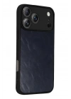 Mey İthalat®   iPhone 17 Pro Aras Deri Kapak - Lacivert