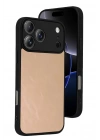 Mey İthalat®   iPhone 17 Pro Aras Deri Kapak - Pudra