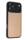 Mey İthalat®   iPhone 17 Pro Aras Deri Kapak - Pudra