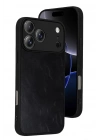 Mey İthalat®   iPhone 17 Pro Aras Deri Kapak - Siyah