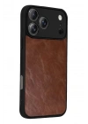 Mey İthalat®   iPhone 17 Pro Aras Deri Kapak - Taba