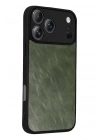 Mey İthalat®   iPhone 17 Pro Aras Deri Kapak - Yeşil