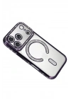 Mey İthalat®   iPhone 17 Pro Joke Simli Magneticsafe Kılıf - Derin Mor
