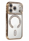 Mey İthalat®   iPhone 17 Pro Joke Simli Magneticsafe Kılıf - Gold