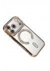 Mey İthalat®   iPhone 17 Pro Joke Simli Magneticsafe Kılıf - Gold
