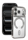 Mey İthalat®   iPhone 17 Pro Joke Simli Magneticsafe Kılıf - Gümüş