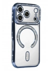 Mey İthalat®   iPhone 17 Pro Joke Simli Magneticsafe Kılıf - Mavi