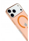 Mey İthalat®  iPhone 17 Pro Kılıf Pc Real Magsafe Kapak - Turuncu