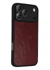 Mey İthalat®   iPhone 17 Pro Max Aras Deri Kapak - Bordo