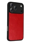 Mey İthalat®   iPhone 17 Pro Max Aras Deri Kapak - Kırmızı