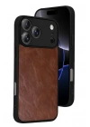 Mey İthalat®   iPhone 17 Pro Max Aras Deri Kapak - Taba