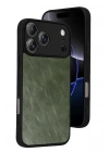 Mey İthalat®   iPhone 17 Pro Max Aras Deri Kapak - Yeşil