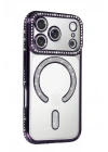 Mey İthalat®   iPhone 17 Pro Max Joke Simli Magneticsafe Kılıf - Derin Mor