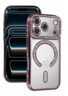 Mey İthalat®   iPhone 17 Pro Max Joke Simli Magneticsafe Kılıf - Pembe