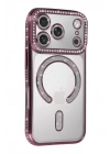 Mey İthalat®   iPhone 17 Pro Max Joke Simli Magneticsafe Kılıf - Pembe