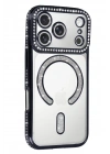 Mey İthalat®   iPhone 17 Pro Max Joke Simli Magneticsafe Kılıf - Siyah