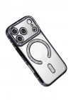 Mey İthalat®   iPhone 17 Pro Max Joke Simli Magneticsafe Kılıf - Siyah