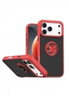 Mey İthalat®   iPhone 17 Pro Max Montreal Yüzüklü Silikon Kapak - Kırmızı