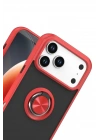 Mey İthalat®   iPhone 17 Pro Max Montreal Yüzüklü Silikon Kapak - Kırmızı