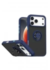 Mey İthalat®   iPhone 17 Pro Max Montreal Yüzüklü Silikon Kapak - Lacivert