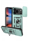Mey İthalat®   iPhone 17 Pro Max Pars Lens Yüzüklü Silikon - Yeşil