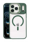 Mey İthalat®   iPhone 17 Pro Max Remim Lensli Magsafe Standlı Kapak - Koyu Yeşil