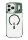 Mey İthalat®   iPhone 17 Pro Max Remim Lensli Magsafe Standlı Kapak - Koyu Yeşil